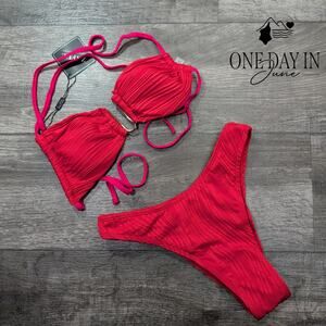 Zaful Textured Cheeky Bikini Swimsuit Size S